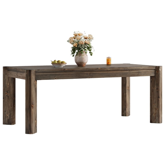 Tribesigns Solid Wood Dining Table for 6 People, 63" Farmhouse Kitchen Table with Heavy Duty Legs, Rectangular Dining Room Furniture for Kitchen, Dining Room, Rustic Brown, Easy Assembly
