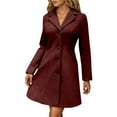 thumbnail image 7 of Plus Size Long Trench Coat with Notched Lapel Slim Fit Wool Blend Winter Overcoat for Women, 7 of 7