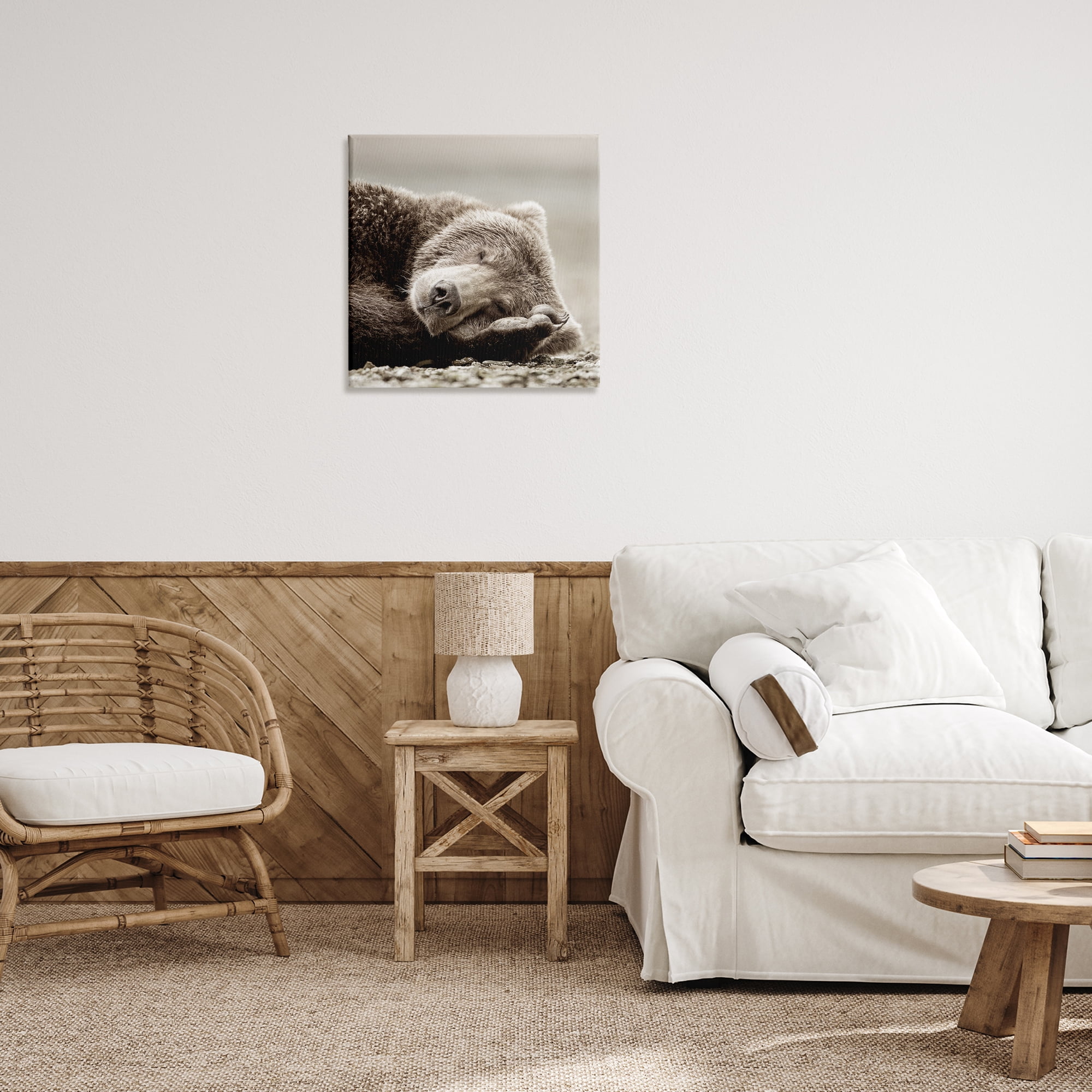 Stupell Industries Cozy Sleeping Bear Animals & Insects Photography Gallery Wrapped Canvas Art Print Wall Art, 24 x 24