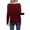 thumbnail image 7 of Breezora Oversized Knitted Sweater Womens Crew Neck Pullover Long Sleeve Casual Jumper Soft Loose Fit Autumn XXL Size Wine, 7 of 7