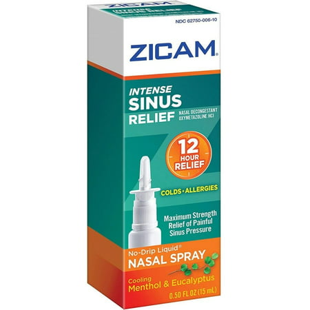 2 Pack - Zicam Intense Sinus Relief Liquid Nasal Spray 0.50
