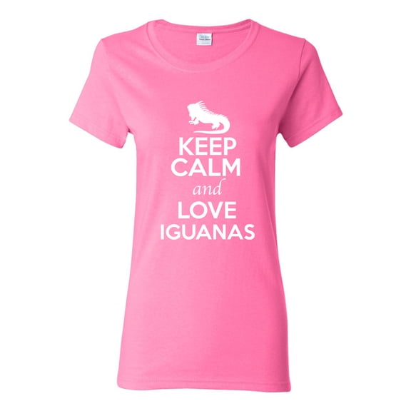 Ladies Keep Calm And Love Iguanas Lizard Animal Lover T-Shirt Tee