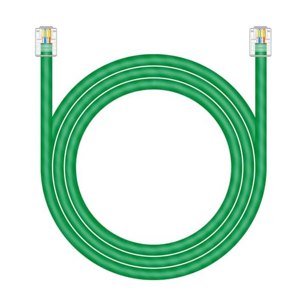 wonima11 CAT5E RJ11 Data Cable DSL Cable 6ft Heavy Duty High-Speed for DSL Modem UTP Compatible with ATT RJ11 6P4C Male to Male Green - 6 Feet
