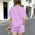 thumbnail image 7 of oqasdz Toddler Children Girls Summer Outfits Bow Print Short Sleeve Loose Fit Workout Set T Shirts and Shorts for Gym Running Casual Sporty Clothing Sets,Purple,2-3 Years, 7 of 7