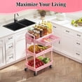 thumbnail image 2 of Rolling Cart SUNALLY de 3 niveles con cajón para almacenamiento de baño, color rosa, 2 of 7