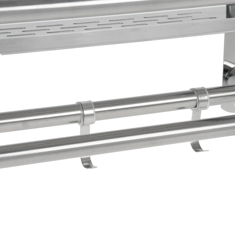 Stainless steel double towel rack wall mount bathroom shelf bar rail hotel style new arrivals