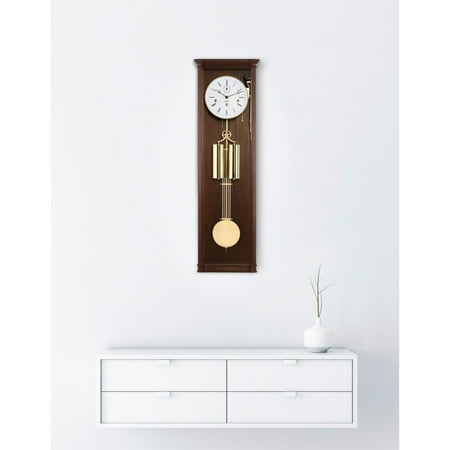 Hermle Filigree Pendulum Wall Clock - 34.5 - Walnut and Brass Finish