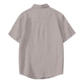 thumbnail image 6 of Qwertyu Men's Linen Shirts Short Sleeve Button Up Lightweight Summer Casual Pocket Solid Color Beach Shirts with Pocket Light Gray S, 6 of 7