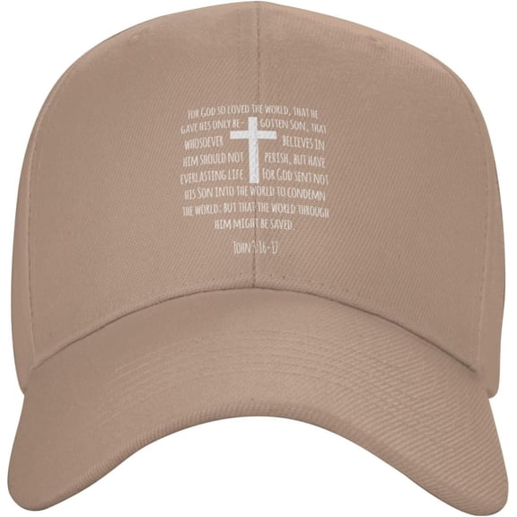 John 3:16 Christian Gifts Bible Verse Cross Faith Religious Gifts Cowboy Hat Unisex Baseball Cap Men Women Dad Hats Natural