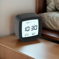 thumbnail image 2 of REGALWOVEN Voice Control Clock with Temperature/Humidity Display - °F/°C Switchable, Simple Operation for Bedroom Black 3.1"L x 1.6"W x 3.3"H, 2 of 5