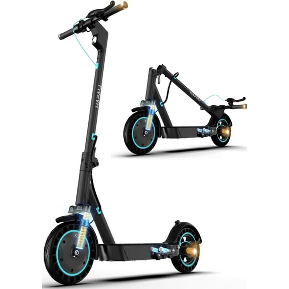 Electric Scooters for Adults, Foldable E-Scooter with Dual Suspension & Front/Rear Turn Signal Lights, 650W Motor, 36V 18AH Battery, Up to 25 Miles Range & 22 MPH, 10" Large Honeycomb Solid Tires