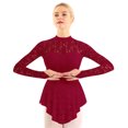 thumbnail image 2 of vastwit Womens Long Sleeve Lace Bodysuit Figure Ice Skating Jumpsuit Ballet Dance Leotard Dress Wine_Red XL, 2 of 7