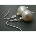 thumbnail image 4 of K-KED Large Ivory White Banded Baroque Freshwater Pearls, 925 Silver Earrings 11-12mm, 4 of 8