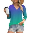 thumbnail image 2 of WCMZJ 3/4 Length Sleeve Womens Tops Summer Casual V Neck T Shirts Cute Tunic Tops for Ladies Loose Fit Dressy Blouses Light Blue L, 2 of 7