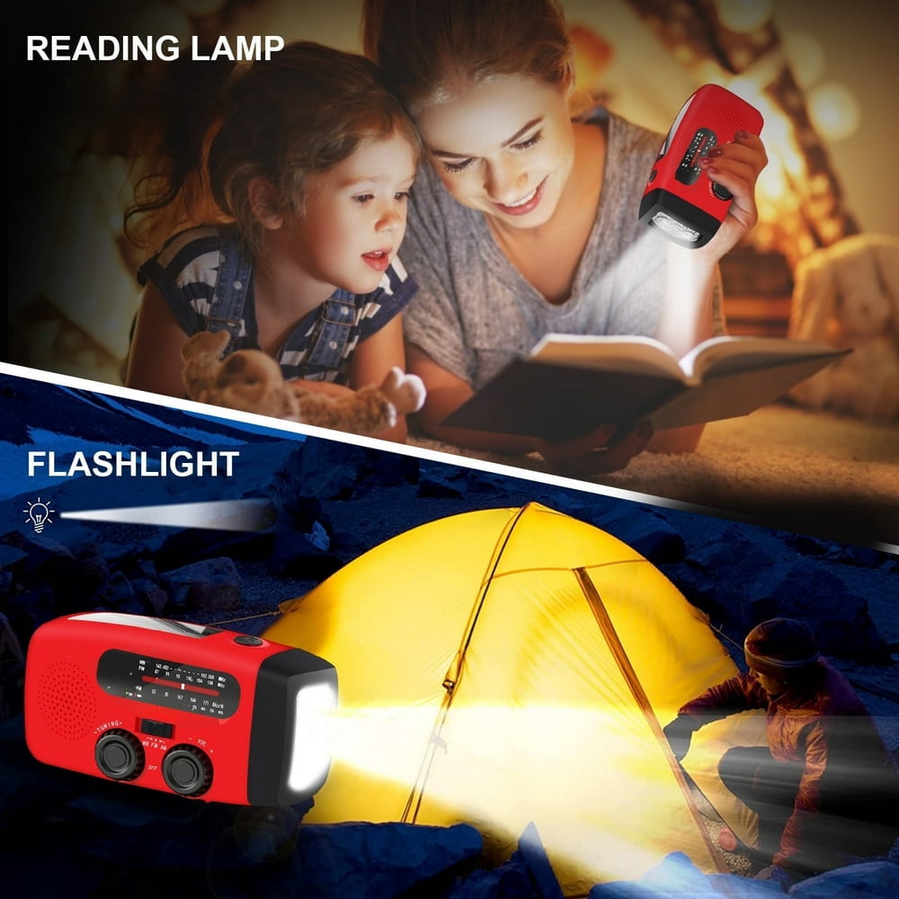 Baweave Hand Crank Emergency Radio  Portable Radio Solar Powerd AM FM WB NOAA Weather Radio with Flashlight  Cell Phone Charge  SOS Alarm