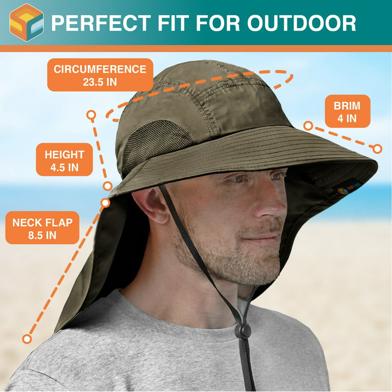 Light Blue) - SUNCUBE Outdoor Wide Brim Sun Hat with Neck Cover