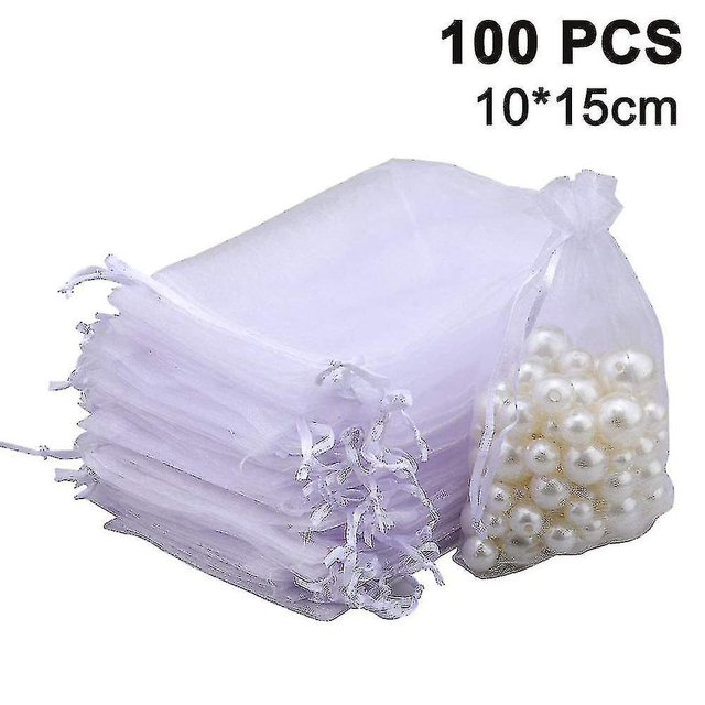 100pcs Sheer Drawstring Jewelry Pouches Wedding Party Christmas Favor Gift Bags Drawstring Gift Bag