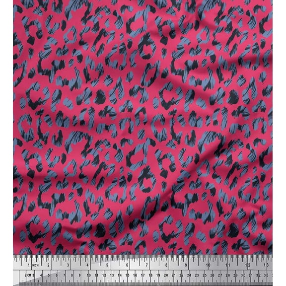 Soimoi Cotton Cambric Fabric Leopard Animal Skin Print Sewing Fabric Yard 56 Inch Wide