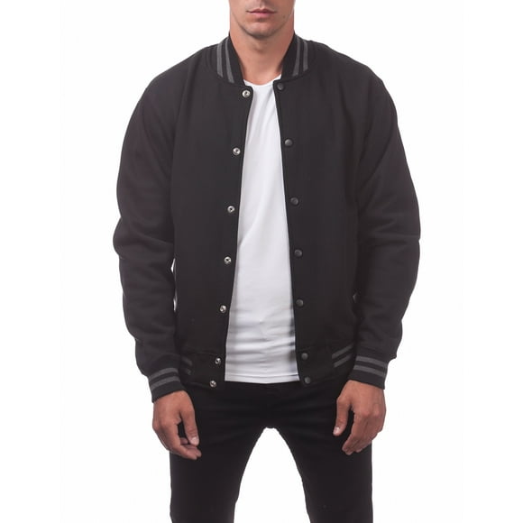 Pro Club Veste de Baseball en Polaire Varsity pour Hommes, Noir/noir, 3TG