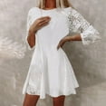 thumbnail image 1 of Qiopertar Robe Midi d'Été Mode Femme Col Rond Sexy Sans Manches Dentelle Patchwork Robe de Vacances en Solde à Moins de 5$ en Liquidation Offres d'Accès Anticipé, 1 of 8