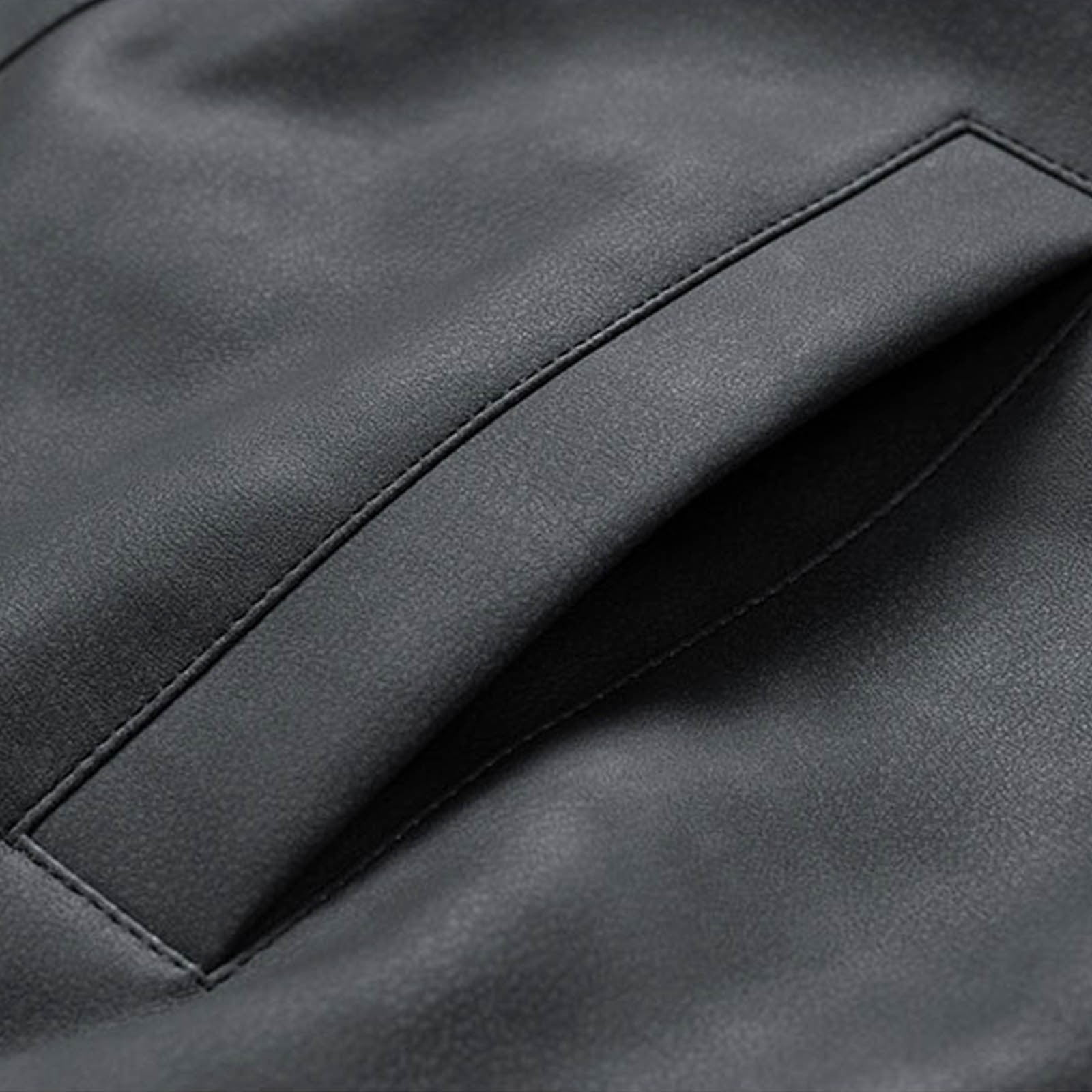 Suede Jacket for Men Loose Faux Leather Outwear Casual Full Zip Vintage Varsity Leather Bomber Jacket Jacket Windproof Black M