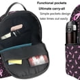 thumbnail image 5 of Lsque Breast Cancer Awareness3 Pattern Backpack – School Travel Canvas Daypack with Ergonomic Padded Straps, Multiple Compartments & Leather Handle, 5 of 5