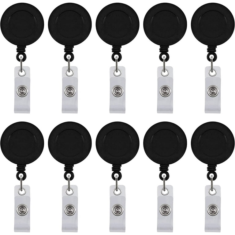 25 Pack Retractable ID Badge Holder Reels with Swivel Alligator Clip Bulk  Pack Premium Badge（Black）