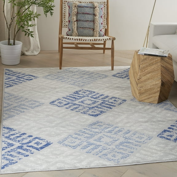 Nourison Whimsicle Contemporary Modern Grey Blue 5' x 7' Area Rug, (5' x 7')
