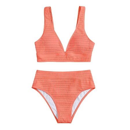 Blphud Bathing Suit for Women Bikini Bikini Women 2 Piece Swimsuits Bikini High Waisted Bottom Bathing Suits Vintage Sexy Backless Casual Beach Swimsuit Bikini Panties for Women Pink L