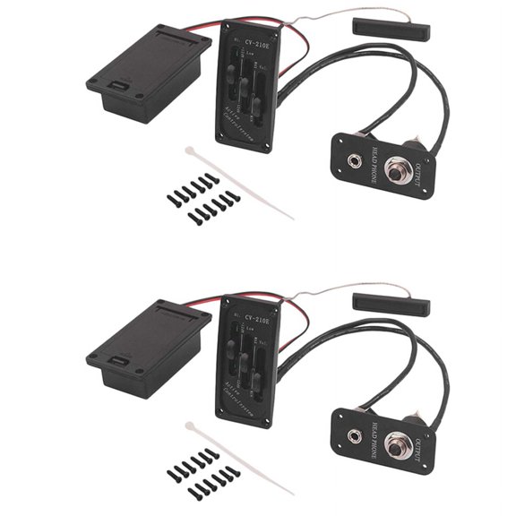 2X Electric Violin Pickup Piezo Preamp Accessory with Active Tone System Brass