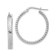 thumbnail image 1 of 14K White Gold 3.25mm Patterned Hoop Earrings (26 X 24) Made In Peru tf906, 1 of 6