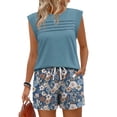 thumbnail image 5 of Two Piece Sets for Women Trendy Short Sets Beach Vacation Clothes Airport Travel Cruise Summer Outfits Blue M, 5 of 5