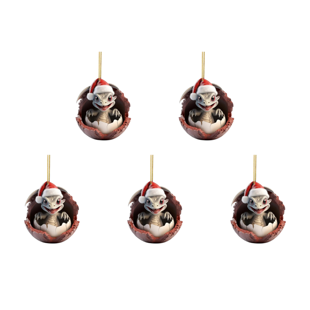 5uds. Colgantes de huevo de dragón de Navidad Tema del festival Adorno de dragón Suministros para fiestas (D)