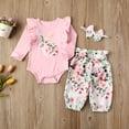 thumbnail image 5 of Douhoow Infant Girl Easter Outfits Baby Long Sleeve Bunny Romper Floral Pants 2Pcs Set, 5 of 9