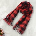 thumbnail image 4 of NUZYZ Adult Scarf Double-Sided Velvet Soft Plaid Pattern Autumn Winter Scarf with Tassel Men Women Warm Shawl,Coffee, 4 of 8