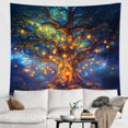 thumbnail image 2 of Enchanting Tree of Life Tapestry, Illuminated Lanterns Nature Wall Hanging, Magical Bohemian Decor for Bedroom, Living Room, Dorm, Celebration 40x60 Inch, 2 of 6