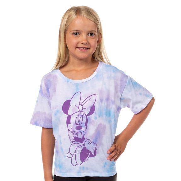 Disney Girl's Minnie Mouse Elegantly Sitting Tie-Dye Cropped T-Shirt (XX-Small)