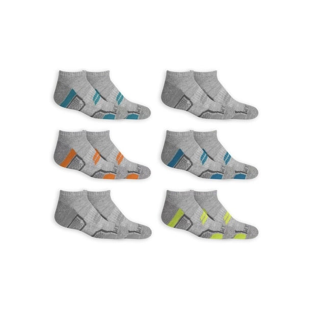Fruit Of The Loom Boys 6 Pack Active No Show Socks, 7-8.5, Gray ...