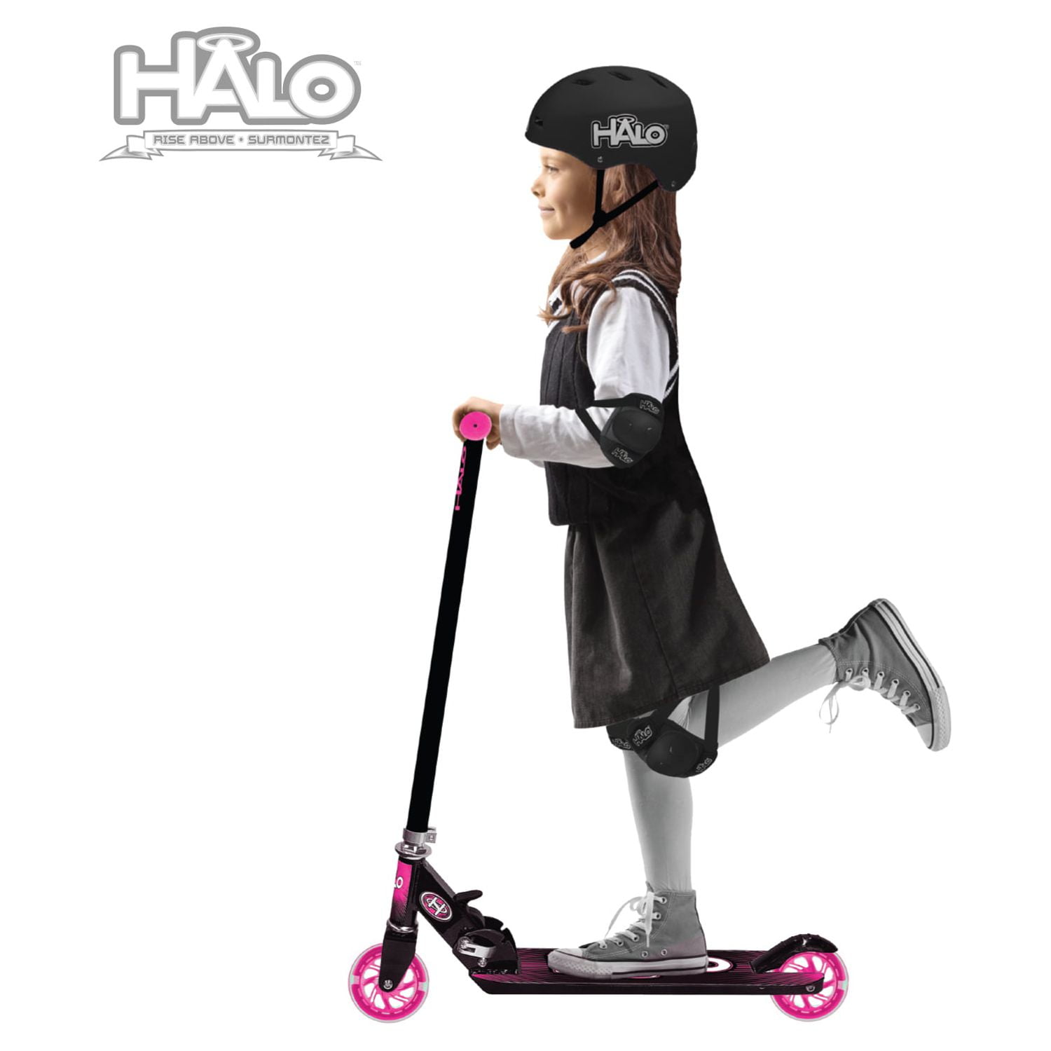 HALO Rise Above Supreme Inline Scooter with Light Up Wheels - Pink - for All Riders (Unisex)