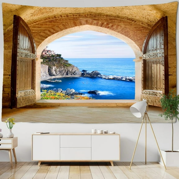 Beautiful Sea View Printed Large Tapestry Hippie Wall Hanging Polyester Fabric Home r Wall