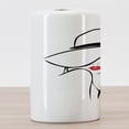 thumbnail image 3 of Lips Ceramic Toothbrush Holder, Minimalist HDrawn Long Hair Girl Wearing a Big Floppy Hat, Decorative Versatile Countertop for Bathroom, 4.5" X 2.7", Vermilion Black White, 3 of 4