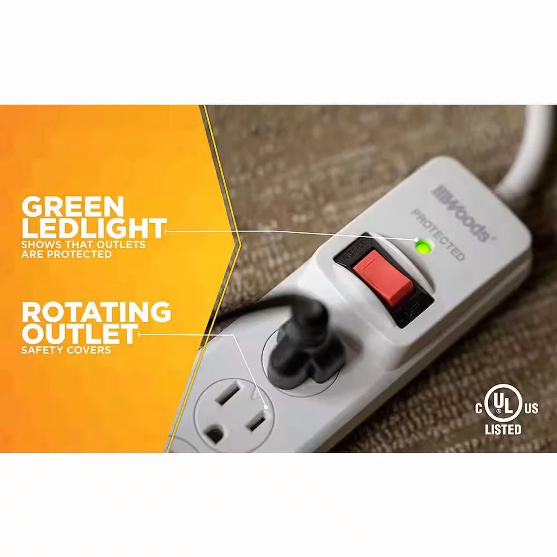CRESTIN- Electronics 6-Outlet 750-Joule Surge Protector With Sliding Safety Covers 3 Ft.