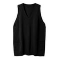 thumbnail image 4 of Black Cozy Pocket Sweater Vest Women Womens Sleeveless Sweater Vest V Neck Loose Knit Casual Flattering Tunic Top, 4 of 6