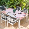 thumbnail image 2 of Pink Flower Table Cloths for 3 Foot Rectangle Tables, Spring Floral Elegant Butterflies Birds Farmhouse Patio Waterproof Elastic Fitted Tablecloths, Washable Rectangular Table Cover for Camping, 2 of 8