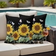 thumbnail image 4 of Sunflowers Outdoor Waterproof Pillow Covers, Botanical Watercolor Butterfly Plant Decorative Square Throw Pillowcase Sofa Cushion Sham for Patio/Couch/Chair, 26"x26" 2 Pack, 4 of 8