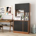thumbnail image 3 of Giantex Microwave Stand Cabinet, Freestanding Kitchen Storage Pantry,  Black+Walnut, 3 of 10