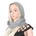 thumbnail image 2 of Walbest Winter Womens Thick Warm Knit Hooded Scarf Pullover Headscarf Hoodie Hat, Muslim Women Woolen Hooded Hat Scarf Wrap Shawl Crochet Knit Neckwarmer (Dark Gray), 2 of 7