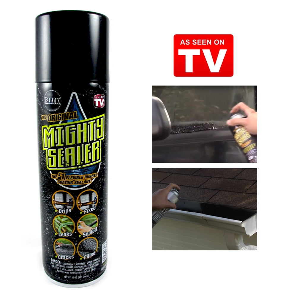 The Original Mighty Sealer Flexible Rubber Coating Sealant Black 15oz Spray Can