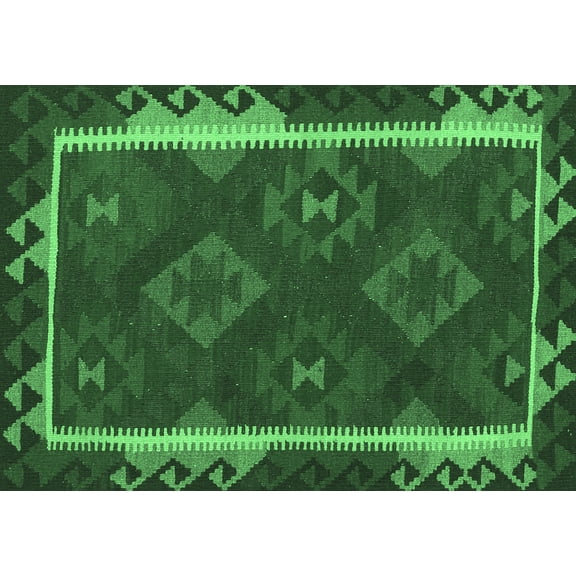 Ahgly Company Indoor Rectangle Oriental Emerald Green Traditional Area Rugs, 2' x 3'