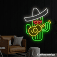 thumbnail image 2 of Craftnamesign Cactus Playing Guitar Neon Sign for Mexican Shop Bar Club Wall Decor, 2 of 5